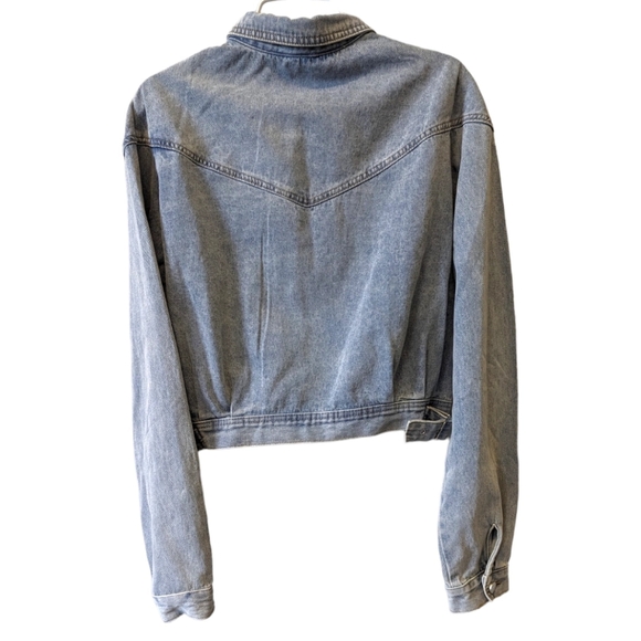 Pink Lily Vintage Denim Jacket One of a kind Sz Medium Meto inspired crop - Picture 3 of 10